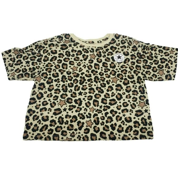 Girls Converse Leopard print t-shirt, Large, Crop top Style, like new - Picture 1 of 7